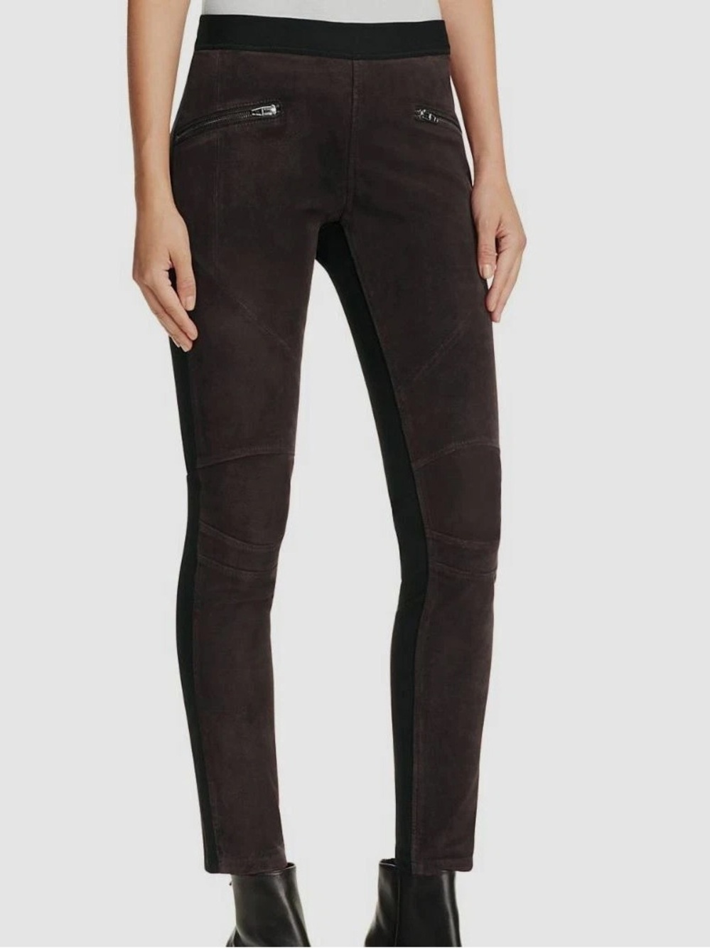 Blank NYC Black Stretch Pull On Two Tone Suede Skinny Pants Womens Size 27